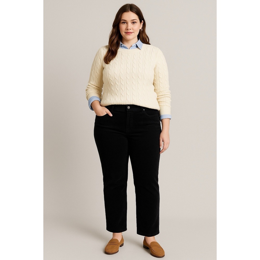 Talbots Heritage Black Corduroy Pants Women Size 12 Comfort Stretch 34x32 READ